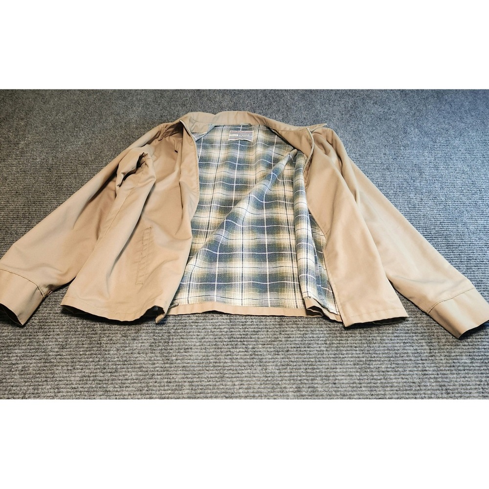 Vintage Sears Work Outerwear Jacket Tan Plaid Lined‎ XL Tall Made in USA